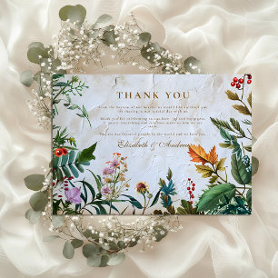 Farbenfrohe Botanische Berry Wedding Dankeskarte