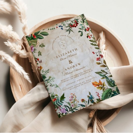 Farbenfrohe Botanische Berry Wedding Einladung