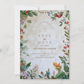 Farbenfrohe Botanische Berry Wedding Save The Date (Vorderseite)