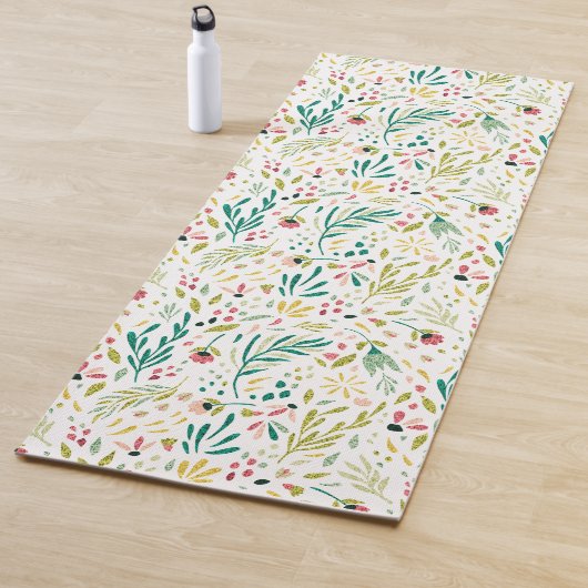 Farbenfrohe botanische Blume & Blattmuster Bath to Yogamatte (Beispiel)