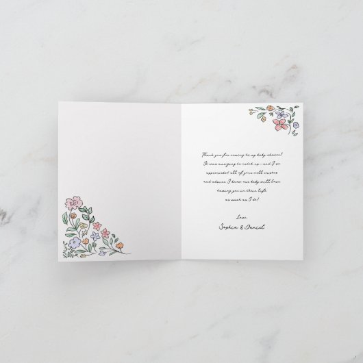 Farbenfrohe botanische Brautparty Dankeschön Karte (Innenseite)
