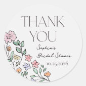 Farbenfrohe botanische Brautparty Dankeschön Karte Runder Aufkleber (Vorderseite)