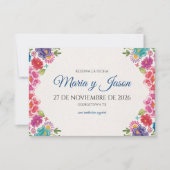 Farbenfrohe botanische Fiesta Spanische Hochzeit Save The Date (Vorderseite)