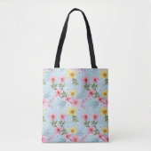 Farbenfrohe botanische Frühlingsblumen-Tragetasche Tasche (Vorderseite)