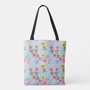 Farbenfrohe botanische Frühlingsblumen-Tragetasche Tasche