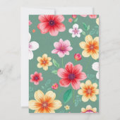 Farbenfrohe botanische Hochzeit mit grünem Hinterg Einladung (Rückseite)