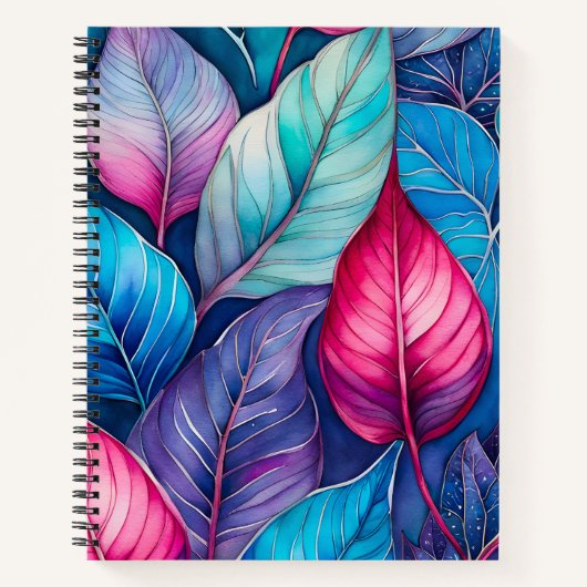 Farbenfrohe botanische Kunst-Spirale Notizblock (Vorderseite)
