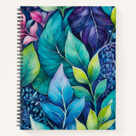 Farbenfrohe botanische Kunst-Spirale Notizblock