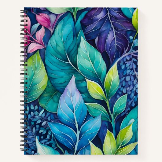 Farbenfrohe botanische Kunst-Spirale Notizblock (Vorderseite)