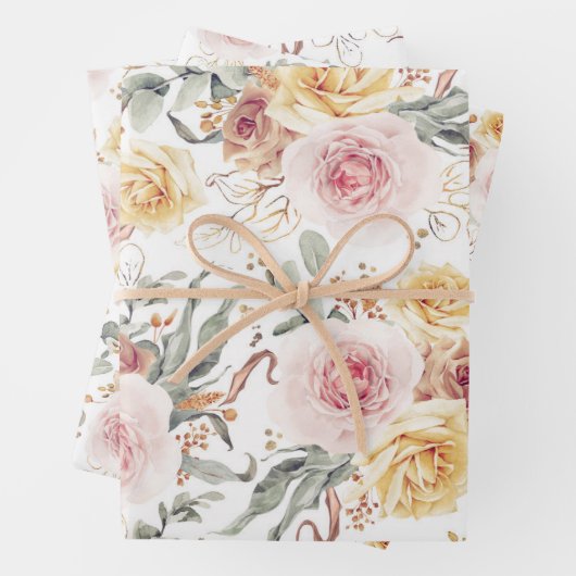 Farbenfrohe botanische Wasserfarbenmuster Geschenkpapier Set (Beispiel)