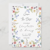 Farbenfrohe botanische Wildblumen Moderne Save The Date (Vorderseite)