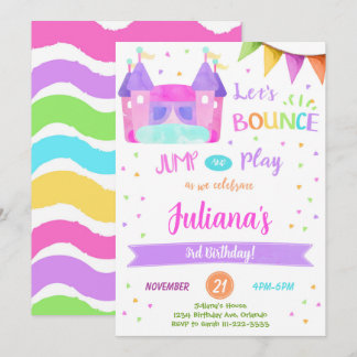 Farbenfrohe Bounce House Einladung zum Geburtstag