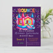 Farbenfrohe Bounce House Geburtstag Bash Einladung (Stehend Vorderseite)