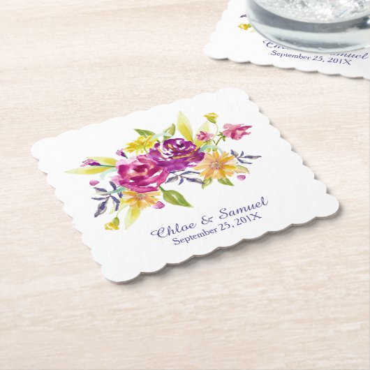 Farbenfrohe Bouquet-Hochzeit Untersetzer (angewinkelt)