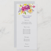 Farbenfrohe Bouquet-Hochzeitsmenü Menükarte (Vorne/Hinten)