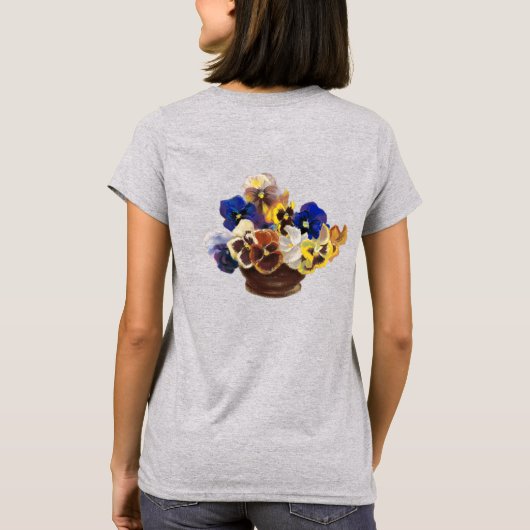 Farbenfrohe Bouquet mit Stiefmütterchen T-Shirt (Rückseite)