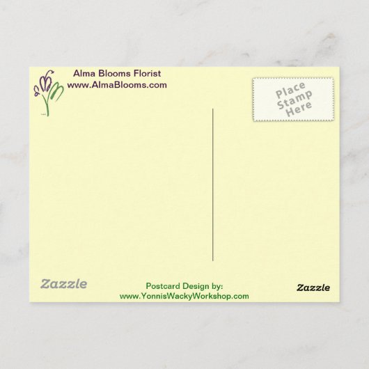 farbenfrohe Bouquet Postkarte (Rückseite)