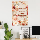 Farbenfrohe Bouquet rosty rot 80. Geburtstag Willk Poster (Heimbüro)