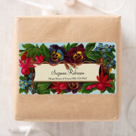 Farbenfrohe Bouquet, Vintages Blumenlabel (Insitu)