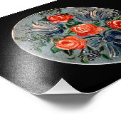 Farbenfrohe Bouquet von Blume auf Blauer Platte Fotodruck (Ecke)