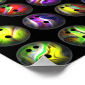 Farbenfrohe Bowling Balls Poster (Ecke)