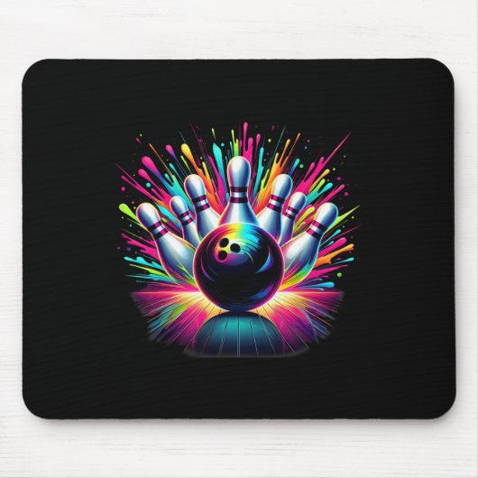 Farbenfrohe Bowling Game Day Bowling Niedlich Vibr Mousepad (Vorne)