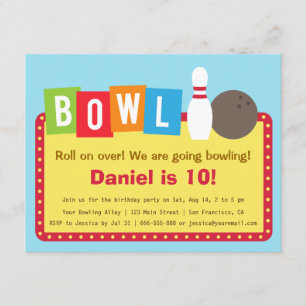 Farbenfrohe Bowling-Geburtstagseinladungen Einladung