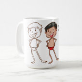 Farbenfrohe Boy Sketches Kaffee Tasse (Vorderseite Links)