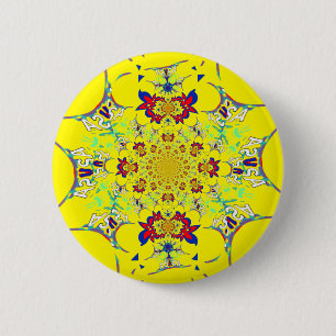 Farbenfrohe braune Damaskus Design Art Print Button