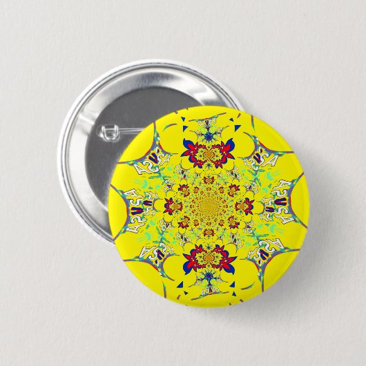 Farbenfrohe braune Damaskus Design Art Print Button (Vorne & Hinten)