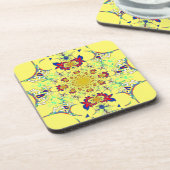 Farbenfrohe braune Damaskus Design Art Print Getränkeuntersetzer (Linke Seite)