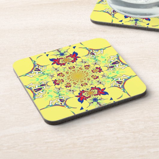 Farbenfrohe braune Damaskus Design Art Print Getränkeuntersetzer (Linke Seite)