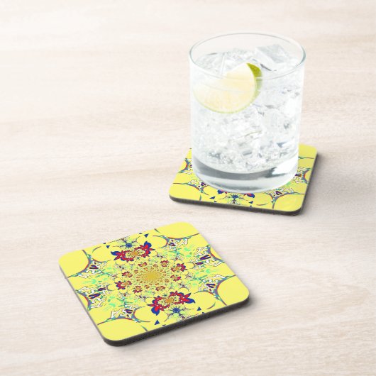 Farbenfrohe braune Damaskus Design Art Print Getränkeuntersetzer (Rechte Seite)