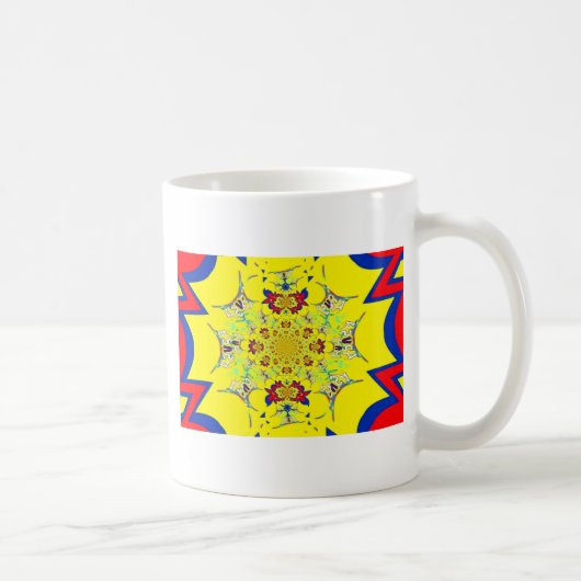 Farbenfrohe braune Damaskus Design Art Print Kaffeetasse (Rechts)