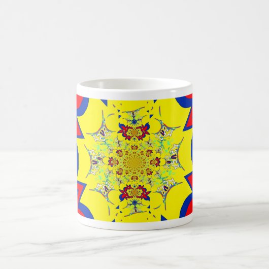 Farbenfrohe braune Damaskus Design Art Print Kaffeetasse (Mittel)