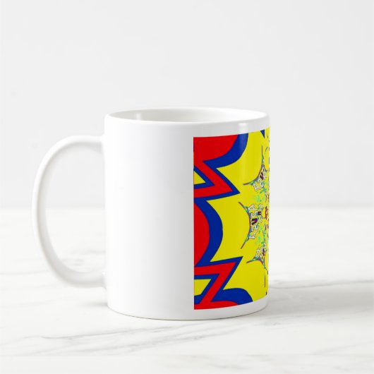Farbenfrohe braune Damaskus Design Art Print Kaffeetasse (Links)