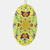 Farbenfrohe braune Damaskus Design Art Print Keramik Ornament (Rechts)