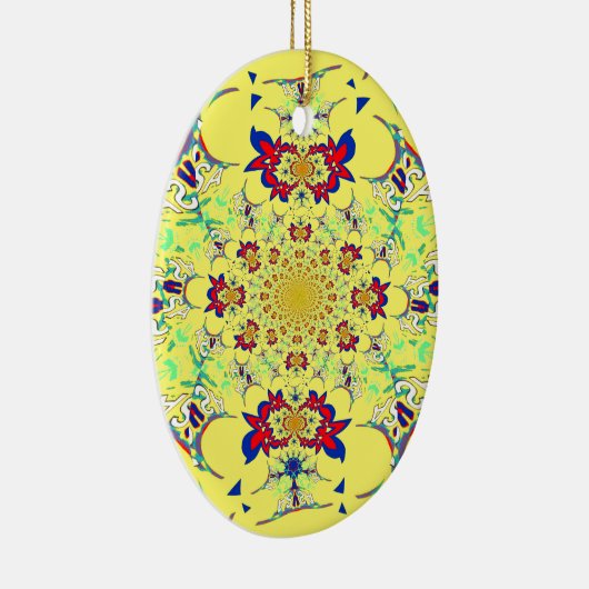 Farbenfrohe braune Damaskus Design Art Print Keramik Ornament (Rechts)