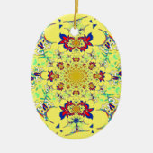 Farbenfrohe braune Damaskus Design Art Print Keramik Ornament (Vorne)