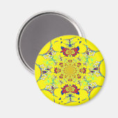 Farbenfrohe braune Damaskus Design Art Print Magnet (Vorderseite/Rückseite)