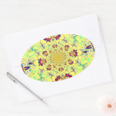 Farbenfrohe braune Damaskus Design Art Print Ovaler Aufkleber (Umschlag)