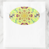 Farbenfrohe braune Damaskus Design Art Print Ovaler Aufkleber (Tasche)