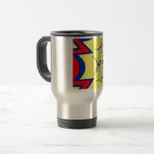 Farbenfrohe braune Damaskus Design Art Print Reisebecher (Vorderseite Links)