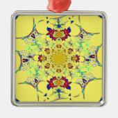 Farbenfrohe braune Damaskus Design Art Print Silbernes Ornament (Vorne)