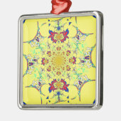 Farbenfrohe braune Damaskus Design Art Print Silbernes Ornament (Links)