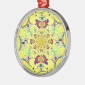 Farbenfrohe braune Damaskus Design Art Print Silbernes Ornament (Links)