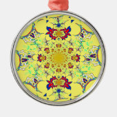 Farbenfrohe braune Damaskus Design Art Print Silbernes Ornament (Vorne)