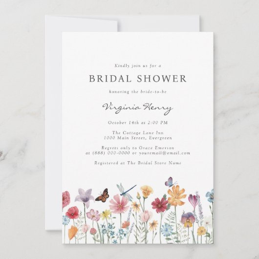 Farbenfrohe Brautdusche Einladung (Vorderseite)