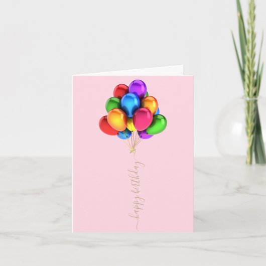 Farbenfrohe Bright Balloons | Happy Birthday Scrip Karte (Vorderseite)