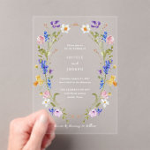 Farbenfrohe Bright Boho Blumenreath | Hochzeit Acryleinladungen (Insitu (Handheld))